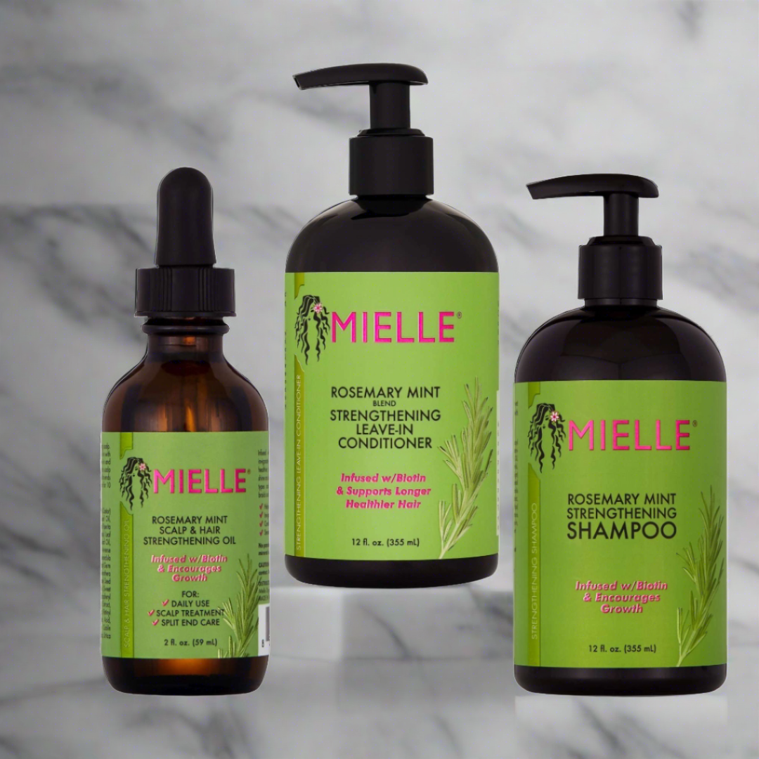 Mielle Organics Rosemary Mint Bundle Kit Shampoo Conditioner & Scalp Strengthening Oil