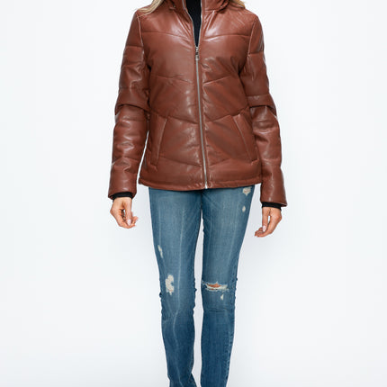 How Dare U Pocketed Zip Up Puffer Jacket with Removable Hood