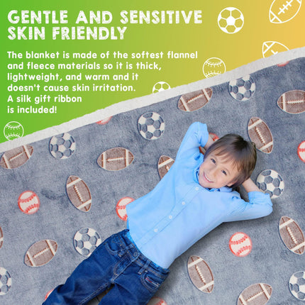Glow in The Dark Blanket 6 Hours Glow 50 x 60 Inch Blue Flannel Fleece Blanket for Boys Two Sided Soccer Kids Blanket 6 Hours Glow in The Dark Blankets