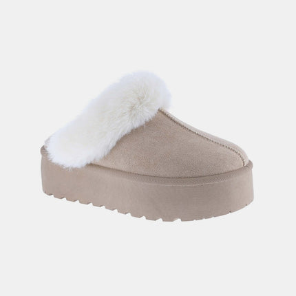 Weeboo Thick Bottom Fur Trim Snow Slippers
