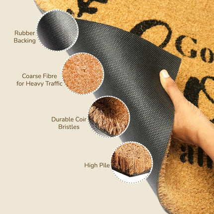 Welcome Doormats 30x17 inch Natural Coco Coir Mats with Non Slip PVC Backing