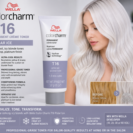 Wella Color Charm Permanent Crme Toner T16 Polar Ice 2.0 Oz