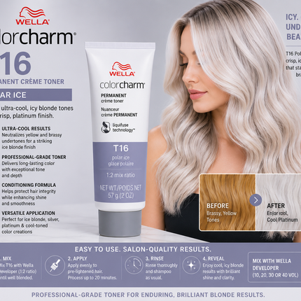Wella Color Charm Permanent Crme Toner T16 Polar Ice 2.0 Oz