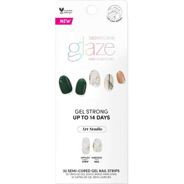 Dashing Diva Glaze Art Abstract Ivy - 32 SEMI-CURED GEL NAIL STRIPS