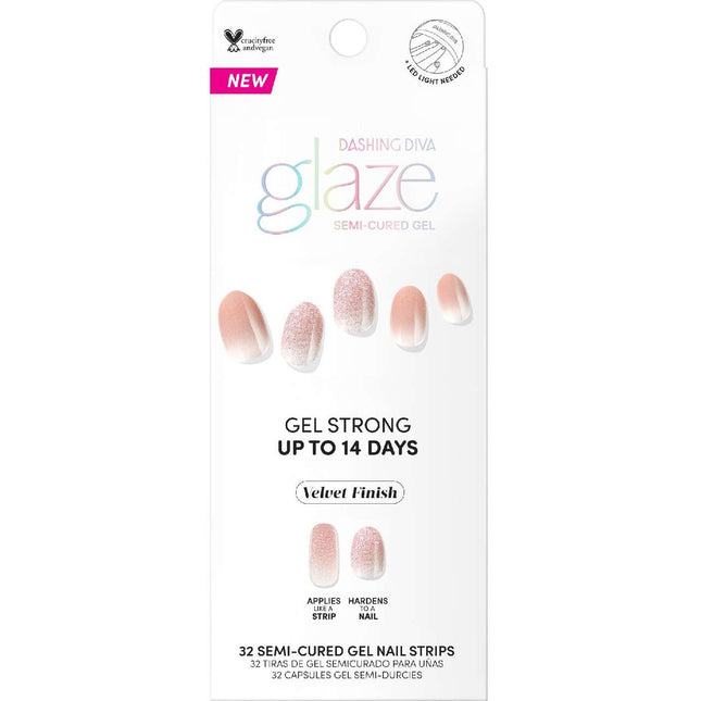 Dashing Diva Glaze Art Velvet Brush - 32 SEMI-CURED GEL NAIL STRIPS