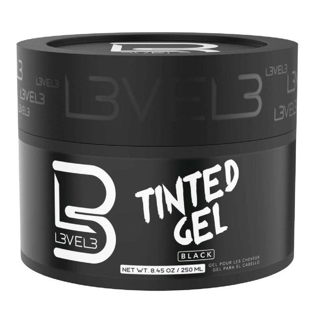 L3Vel3 Tinted Gel Black 8.45 Oz - Define and Color Your Hair with Superior Hold