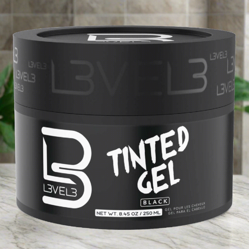 L3Vel3 Tinted Gel Black 8.45 Oz - Define and Color Your Hair with Superior Hold