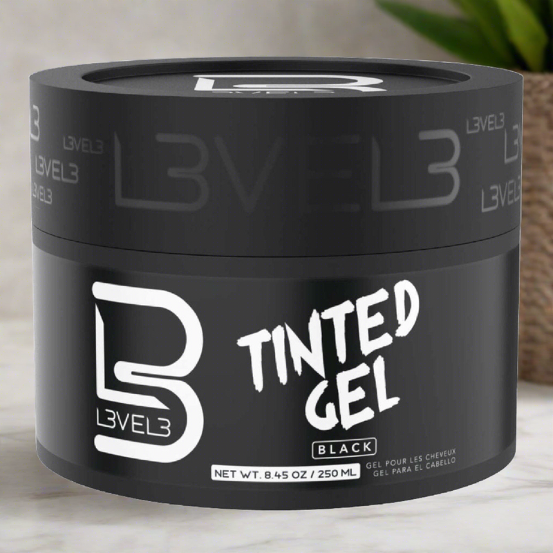 L3Vel3 Tinted Gel Black 8.45 Oz - Define and Color Your Hair with Superior Hold