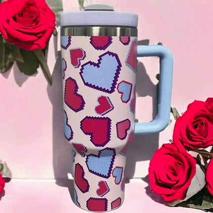 Gift Giving Multicolor Heart Shape 40oz Stainless Steel Insulated Tumbler Ideal for Mother's Day, Birthday & Graduation Gift