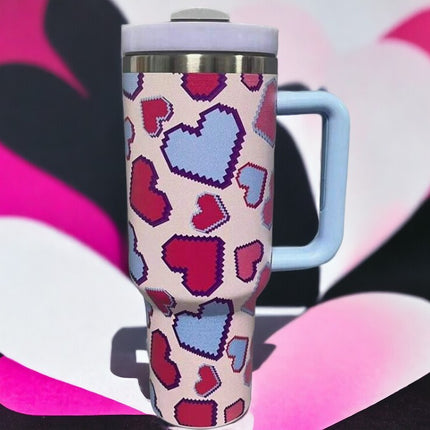 Gift Giving Multicolor Heart Shape 40oz Stainless Steel Insulated Tumbler Ideal for Mother's Day, Birthday & Graduation Gift