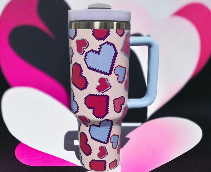 Gift Giving Multicolor Heart Shape 40oz Stainless Steel Insulated Tumbler Ideal for Mother's Day, Birthday & Graduation Gift