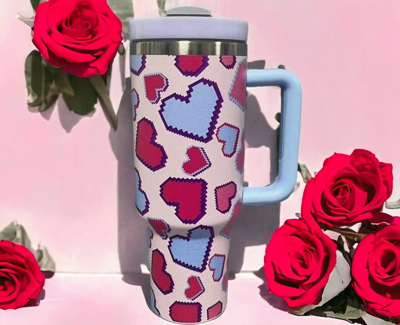 Gift Giving Multicolor Heart Shape 40oz Stainless Steel Insulated Tumbler Ideal for Mother's Day, Birthday & Graduation Gift