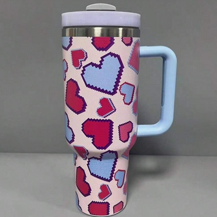 Gift Giving Multicolor Heart Shape 40oz Stainless Steel Insulated Tumbler Ideal for Mother's Day, Birthday & Graduation Gift