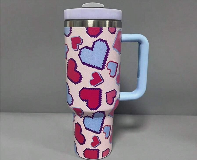 Gift Giving Multicolor Heart Shape 40oz Stainless Steel Insulated Tumbler Ideal for Mother's Day, Birthday & Graduation Gift