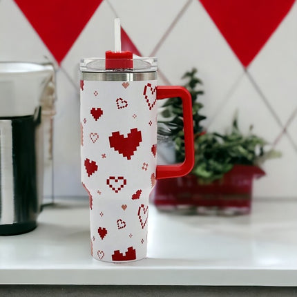 Gift Giving Red & White 40oz Stainless Steel Insulated Tumbler Ideal for Mother's Day, Birthday & Graduation Gift