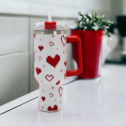 Gift Giving Red & White 40oz Stainless Steel Insulated Tumbler Ideal for Mother's Day, Birthday & Graduation Gift