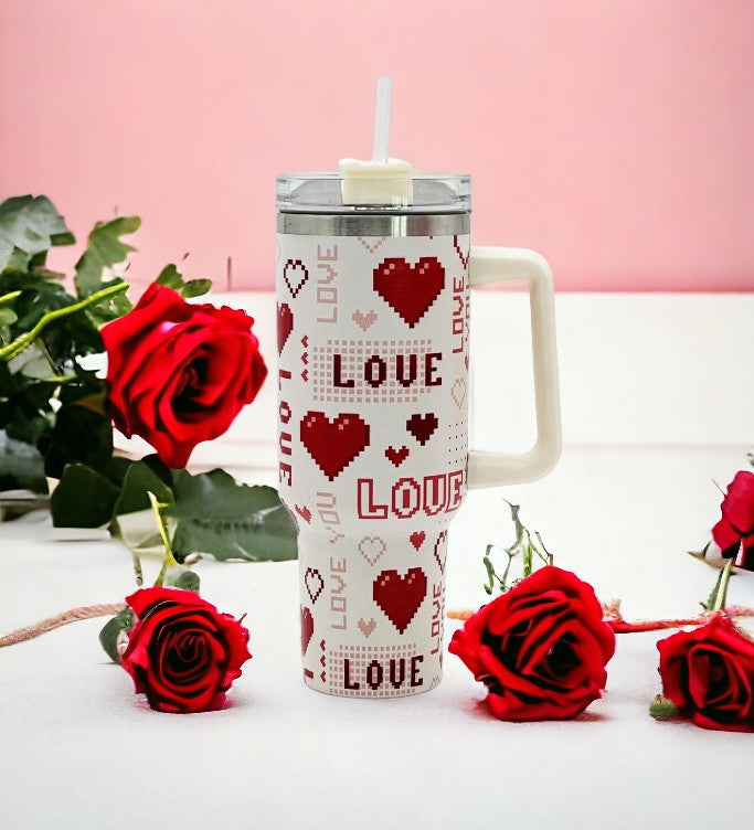 Gift Giving Love Hearts 40oz Stainless Steel Insulated Tumbler Ideal for Mother's Day, Birthday & Graduation Gift