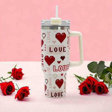 Gift Giving Love Hearts 40oz Stainless Steel Insulated Tumbler Ideal for Mother's Day, Birthday & Graduation Gift
