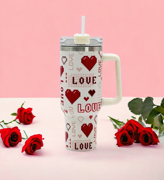 Gift Giving Love Hearts 40oz Stainless Steel Insulated Tumbler Ideal for Mother's Day, Birthday & Graduation Gift