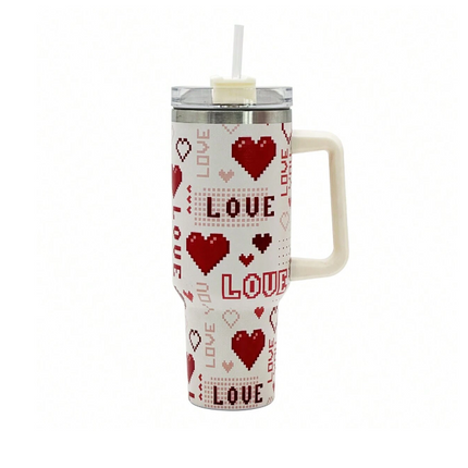 Gift Giving Love Hearts 40oz Stainless Steel Insulated Tumbler Ideal for Mother's Day, Birthday & Graduation Gift