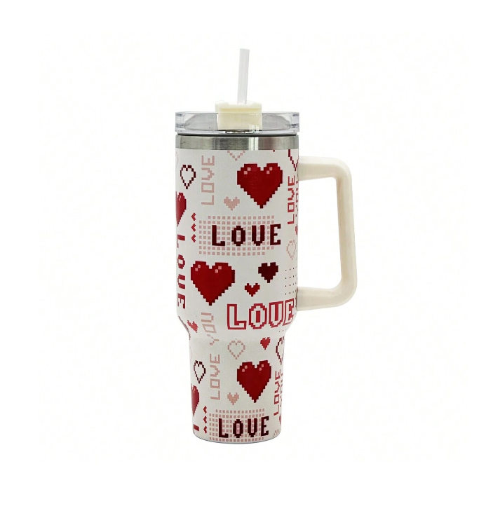 Gift Giving Love Hearts 40oz Stainless Steel Insulated Tumbler Ideal for Mother's Day, Birthday & Graduation Gift