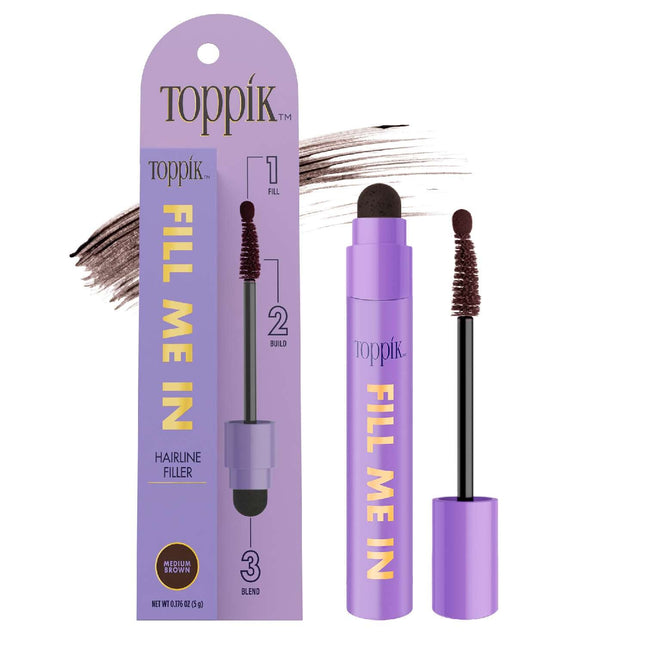 Toppik Fill Me In Hairline Filler Medium Brown – Precision Brush for Thinning Hairlines