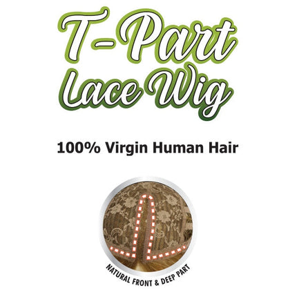 BARE BEAUTY - HUMAN HAIR WIG with T-PART LACE STRAIGHT#NATURAL COLOR