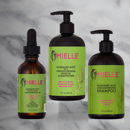 Mielle Organics Rosemary Mint Bundle Kit Shampoo Conditioner & Scalp Strengthening Oil