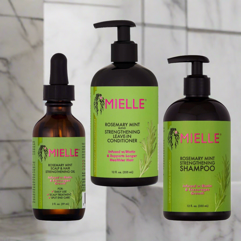 Mielle Organics Rosemary Mint Bundle Kit Shampoo Conditioner & Scalp Strengthening Oil