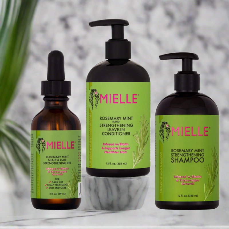 Mielle Organics Rosemary Mint Bundle Kit Shampoo Conditioner & Scalp Strengthening Oil