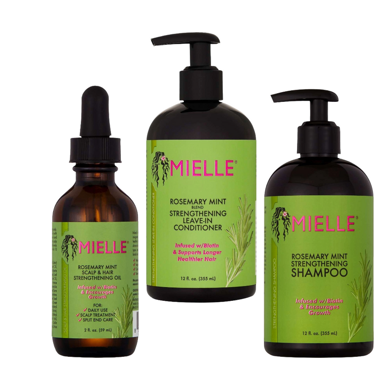 Mielle Organics Rosemary Mint Bundle Kit Shampoo Conditioner & Scalp Strengthening Oil