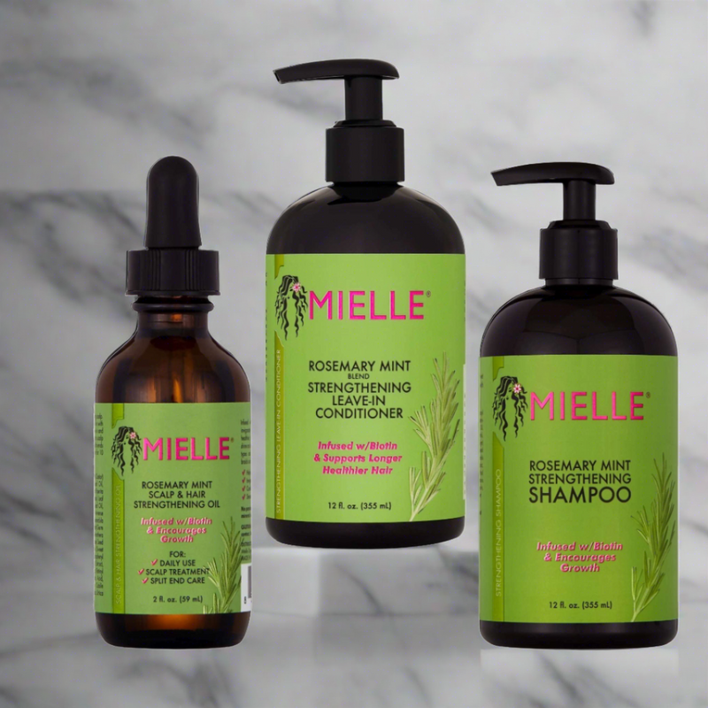 Mielle Organics Rosemary Mint Bundle Kit Shampoo Conditioner & Scalp Strengthening Oil