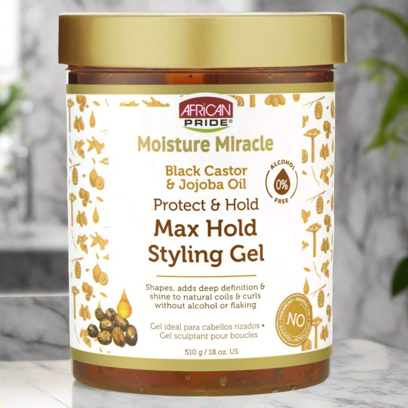 African Pride Moisture Miracle Black Castor Oil And Tea Tree Oil Max Hold Styling Gel