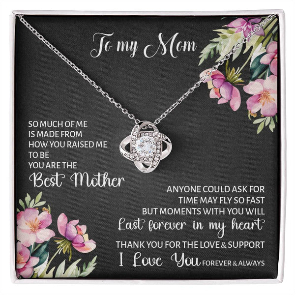 To My Mom Best Mother I Love You | Love Knot Necklace (Yellow & White Gold Variants)