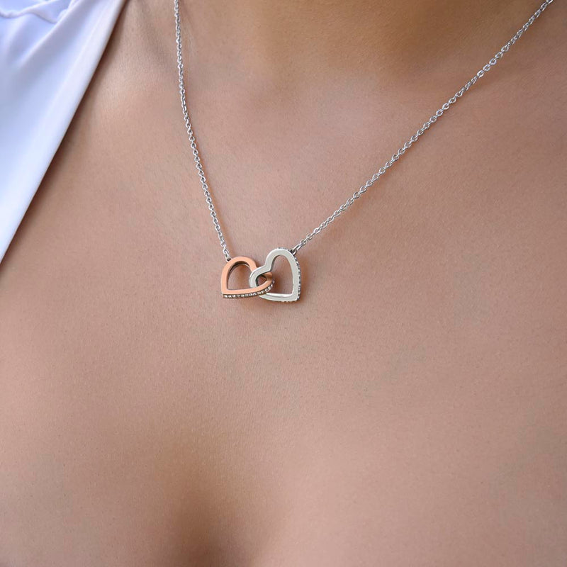 To My Loving Mom, I Love You, Your Daughter | Interlocking Hearts Necklace (Yellow & White Gold Variants)