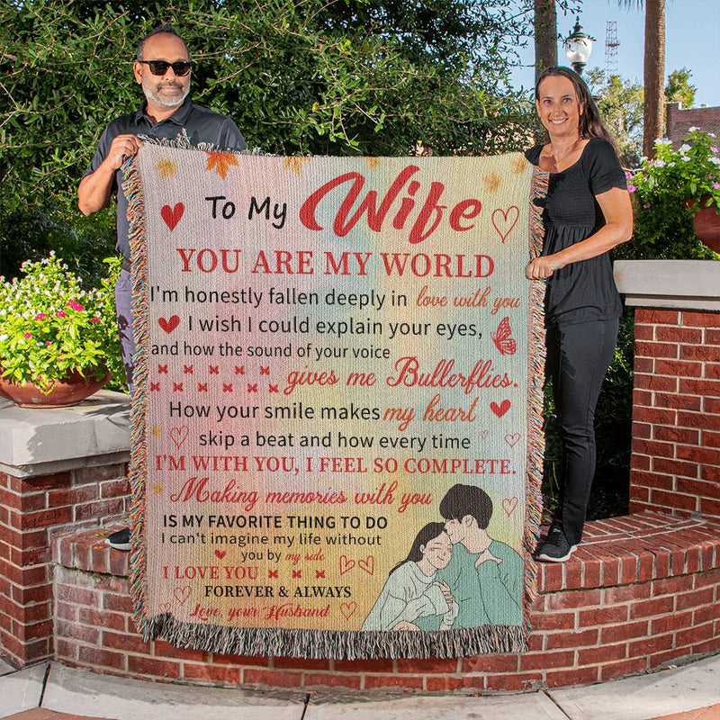 To My Wife | YOU ARE MY WORLD | Heirloom Woven Blanket