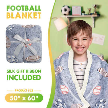 Glow in The Dark Blanket 6 Hours Glow 50 x 60 Inch Blue Flannel Fleece Blanket for Boys Two Sided Soccer Kids Blanket 6 Hours Glow in The Dark Blankets