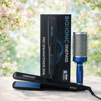 Bioionic OnePass Flat Iron & Bluewave Brush Duo Holiday Bundle