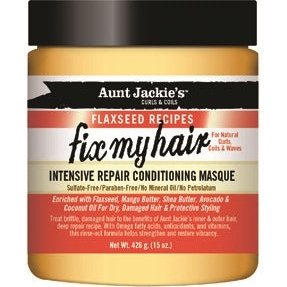 Aunt Jackie's Flaxseed Fix My Hair Masque 15 oz for damaged, dry hair repair with nourishing ingredients.
