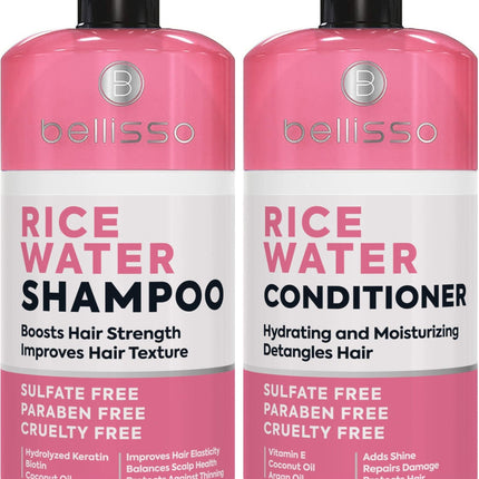 Rice Water Shampoo and Conditioner Set   Sulfate Free for Thin and Fine Hair