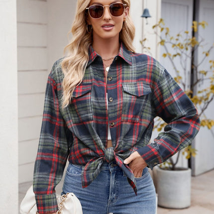 Mandy Plaid Button Up Long Sleeve Shirt