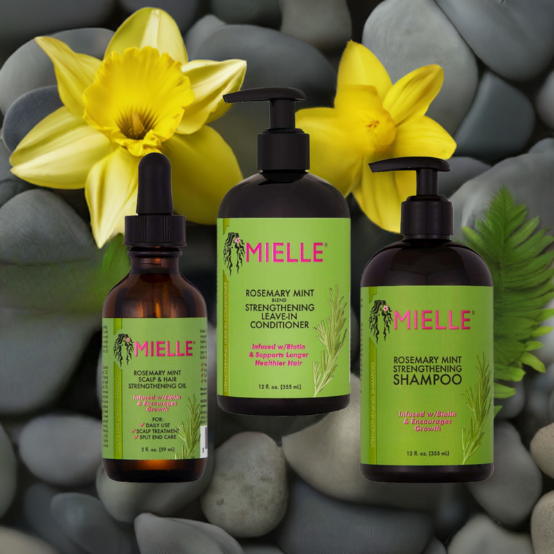 Mielle Organics Rosemary Mint Bundle Kit Shampoo Conditioner & Scalp Strengthening Oil