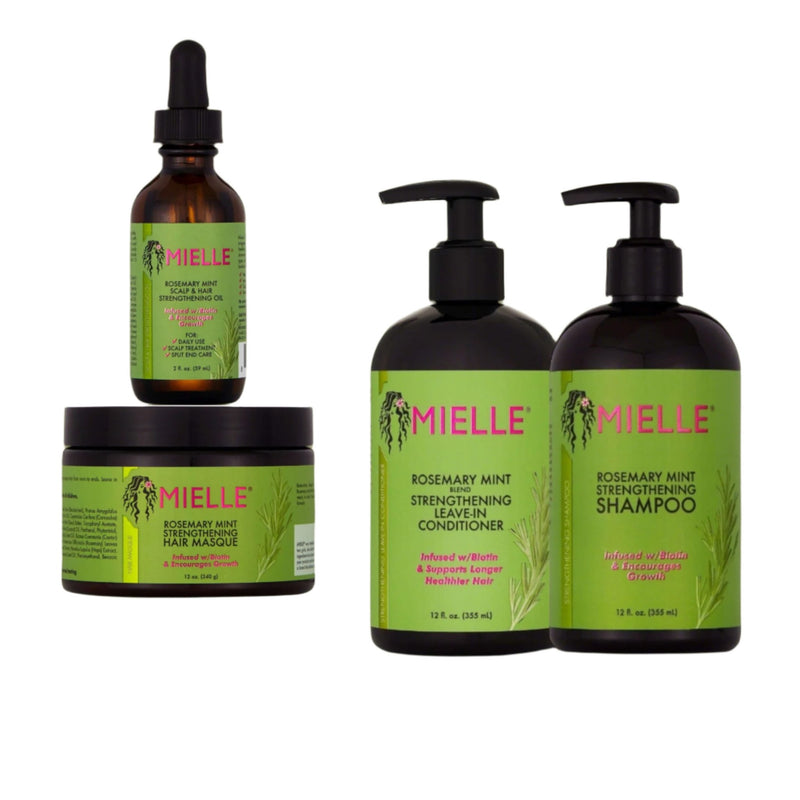 MIELLE Rosemary Mint Strengthening Hair Care Products 4Pcs Bundle Kit